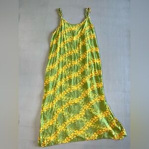 Green and Yellow Floral Maxi Dress